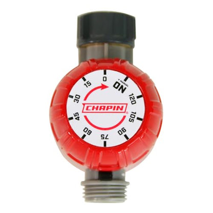 Chapin 41004: Mechanical Water Timer, Up to 120 Minutes of Watering, for Lawn and Gardens, Fits Standard Garden Hoses, Red/Gray - style: Mechanical Timer