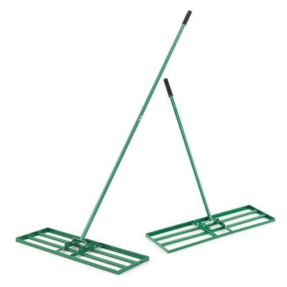 Goplus Lawn Leveling Rake, 30" x 10" Heavy Duty Level Lawn Tool w/ Ergonomic Handle for Soil, Effort-Saving Landscape Rake for Garden, Backyard, Golf Course, Farm, Pasture (Green) - color: Green