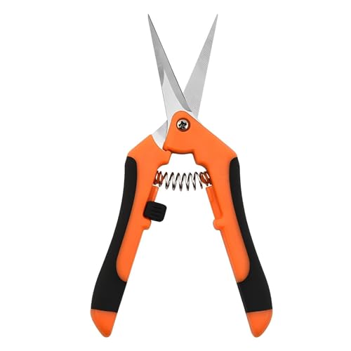 Curved Gardening Scissors 6.5 Inch Hand Pruner Shear with Sharp Blades 1-Pack - color: Yellow