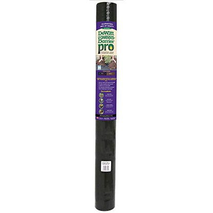 DeWitt 30 Year Professional Weed Control Fabric, 3 oz, Black, 4' x 100' - Heavy-Duty, Tear-Resistant Landscape Barrier for Gardens, Pathways & Hardscaping, Water & Nutrient Permeable