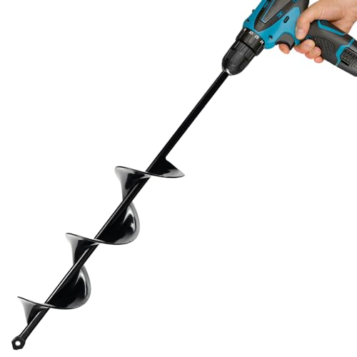 Auger Drill Bit for Planting 2.6 x 16.5 Inch, Garden Spiral Drill Bit for 3/8" Hex Drive, Earth Post Hole Digger Bulb Planter Plant Flower Planting Auger for Drill Rapid Bedding Digging - size: 2.6" x 16.5"-Black