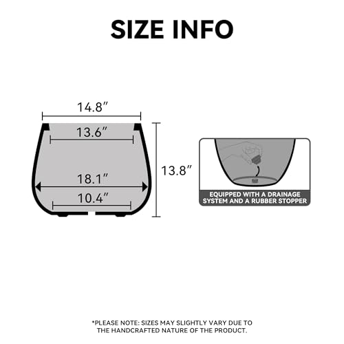 Kante Accent Round Curved Charcoal Concrete Planter 18.1" Dia, Outdoor - color: Charcoal, size: 18.1"Dia x 13.8"H