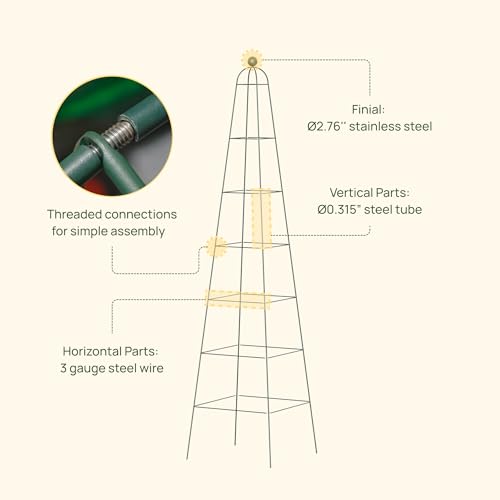 Vego Garden 9 ft Pyramid Obelisk Garden Trellis, Metal Rustproof Plant Support - size: 9 Ft