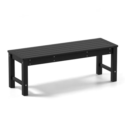 Psilvam HDPE Outdoor Bench, 2-Person Backless Garden Bench, Black - color: Black(hdpe), size: 1 pack