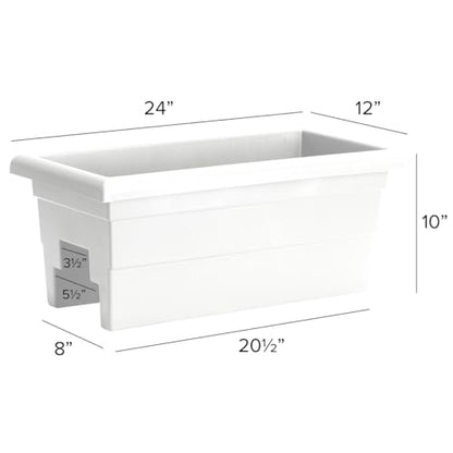Root & Vessel Countryside Railing Planter Box, 24 Inch, White - color: White, size: 24 Inch