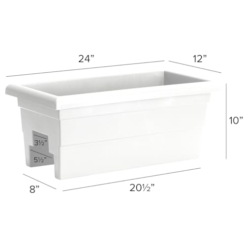Root & Vessel Countryside Railing Planter Box, 24 Inch, White - color: White, size: 24 Inch