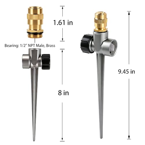 2-Pack Metal Spike Sprinkler, Large Area Water Sprinkler for Yard