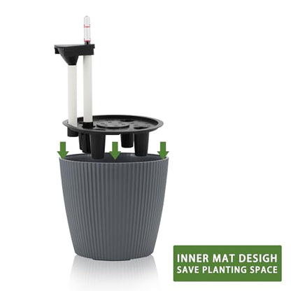 Dexceder 9x8 Self Watering Planters Indoor (2 Pack, Gray) - color: Gray, size: 9x8