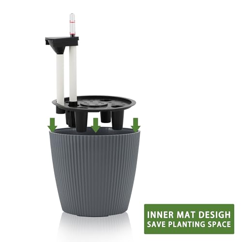 Dexceder 11x10 Self Watering Planters Indoor (2 Pack, Gray) - color: Gray, size: 11x10