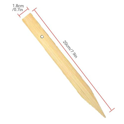 20 Pcs Wooden Garden Stakes, 7.87 inchPolished Bamboo Plant Stakes, Bamboo Garden Stake with Pre-drilled Hole, Blue & Black