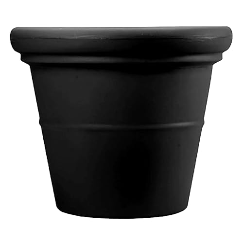 The HC Companies Terrazzo Large Round Plastic Plant Pot w/Rolled Rim - Lightweight & UV Resistant Gardening Pot for Herbs & More - Outdoor & Indoor Plant Pots w/Drainage (17” Black)