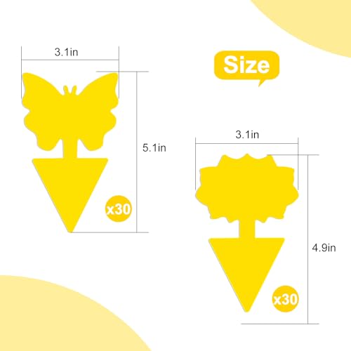 Fruit Fly Traps, 60 Pack Yellow Sticky Traps, Fungus Gnat Traps, Plant Fly Stickers for Indoor and Outdoor Use Protect The Plant - color: Yellow, size: 60 Pack