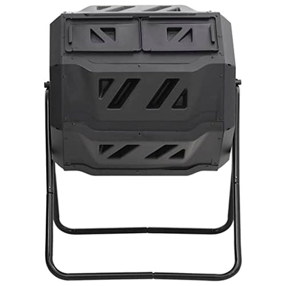 42.3 Gal Rotating Compost Bin, Black Dual Chamber Tumbling Composter with 360 Degree Rotation, Garden Compost Bin for Kitchen and Yard Waste, 28.7"x25.2"x37.4"