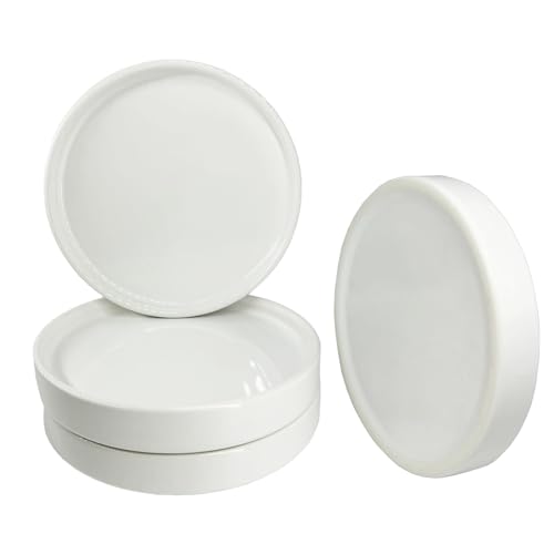 Yukfona Ceramic Plant Saucer Tray 4 Pcs 4 Inch White, 4.53" OD x4.13 ID x0.9 Deep| Fits Flower pots Bottom≤4.13", Heavy Duty Glazed Round Planter Drip with Catch Basin for Indoor Outdoor Plants - color: White, size: (4.5"/4.1")-4pack