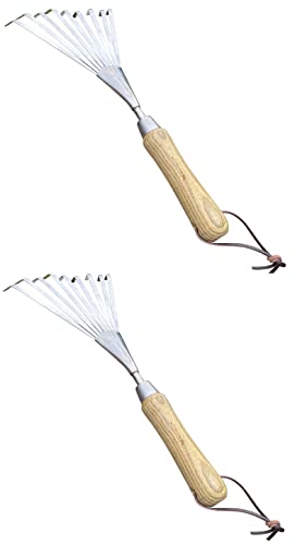 Garden Guru Eco Hand Rake Soil Tiller- 100% Recycled Stainless Steel - Rust Resistant - FSC Certified Wood Ergonomic Handle - Great for Gardening Cultivating Loosening Soil & Spreading Mulch (2 Pack) - size: 2 Pack