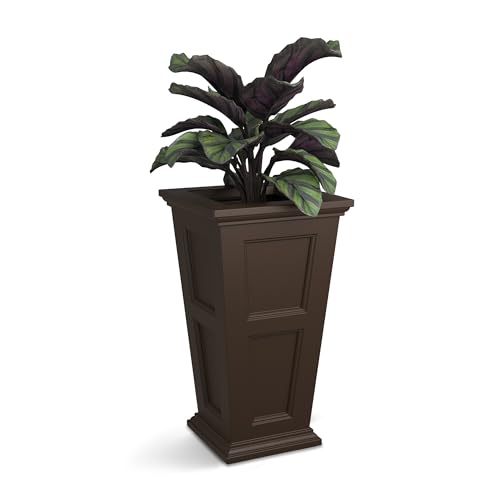 Mayne Fairfield 28in Self-Watering Tall Square Planter, Espresso - color: Espresso