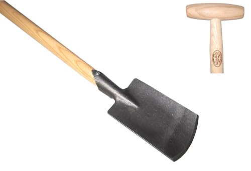 Dewit Perennial Spade – Long Handle | Compact Garden Digging Tool | T-Handle | Tempered Boron Steel Blade | Ash Wood | 38” Length