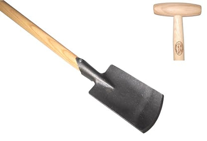 Dewit Perennial Spade – Long Handle | Compact Garden Digging Tool | T-Handle | Tempered Boron Steel Blade | Ash Wood | 38” Length