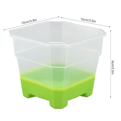 20Pcs Nursery Pot Planters Variety Pack, Reusable Clear Plastic and Silicone Square Pots with Drainage for Seedlings and Flower Plants (Green) - color: Green