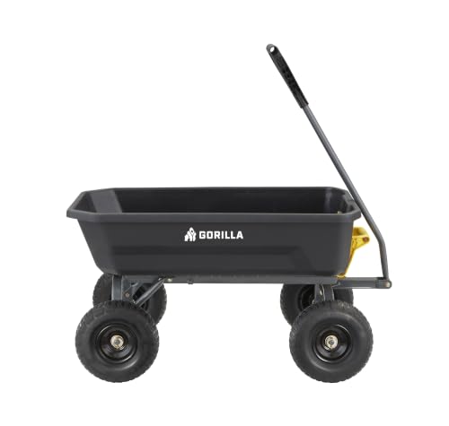 Gorilla Carts Dump Garden Cart, 4 Cu Ft, 600 lb Capacity, No-Flat Tires - size: 4-Cubic Feet