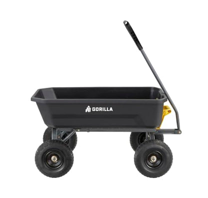 Gorilla Carts Dump Garden Cart, 4 Cu Ft, 600 lb Capacity, No-Flat Tires - size: 4-Cubic Feet