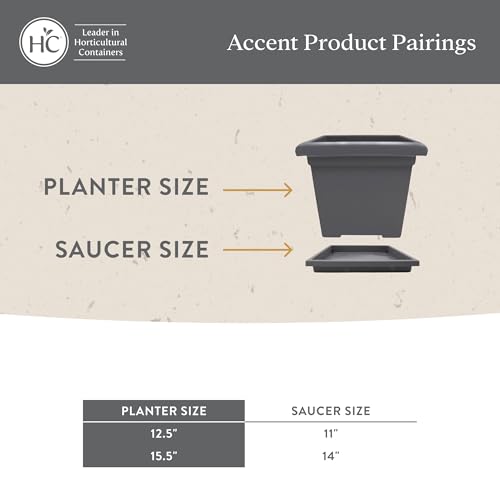 The HC Companies Accent Square Plant Pot, 15.5 Inch, Chocolate, 2-Pack - color: Chocolate, size: 15.5" (Pack of 2)