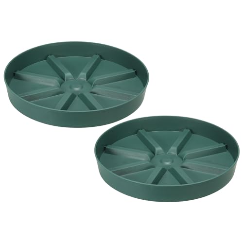 PATIKIL 10.5 Inch Plant Saucers Tray, 2Pcs Durable Plastic Round Flower Pot Drip Tray Thicker Anti-Rot Root for Indoors Outdoors Home Garden, Green - color: Green, size: 10.5 Inch