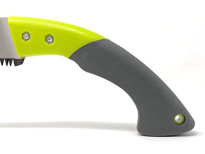 Professional Heavy Duty Pruning Saw (RAZOR SHARP 14" CURVED BLADE) Comfort Handle with Saw Blade Enclosure - Full-stroke Hand Saw with FREE Garden Gloves (Lemon-green)