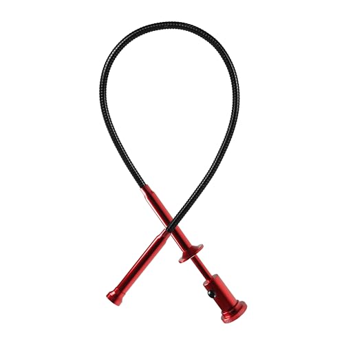 24.4 in Claw Grabber Tool,Bendable Hose Reacher Pickup with LED Light,4 Claw Picking Tool for Garbage Litter Pick Home Sink Drain and Metal Small Items. (Red) - color: Red