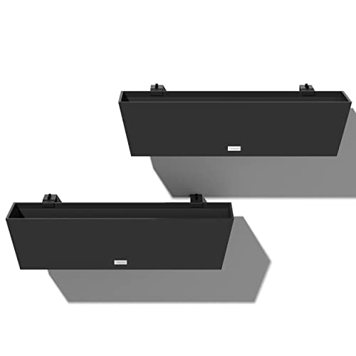 Veradek Pure Series Railing Planter - Tapered Window Box with Bracket - color: Black, size: 36 inch - 2 Pack