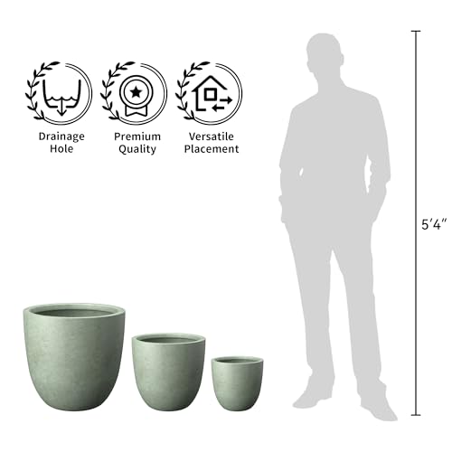 Kante Accent Round Bowl Mint Green Concrete Planter 14" Dia, Outdoor - color: Mint Green, size: 14"d