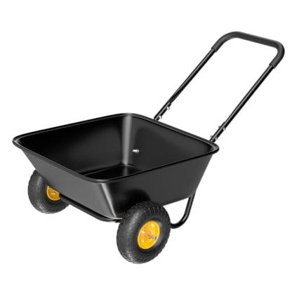 VINGLI Wheelbarrow, Plastic and Steel Wheel Barrel, Garden Cart for Lawn, Gardening, Construction (Black) - color: Black
