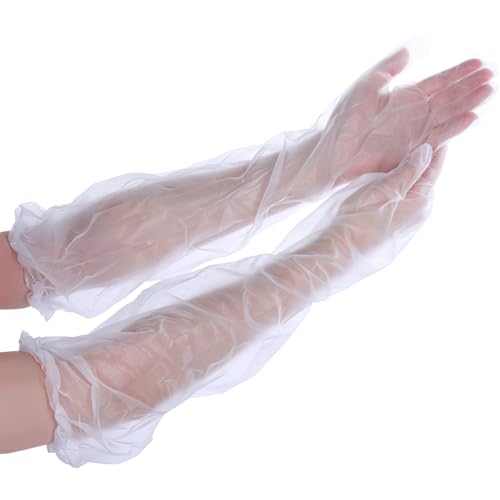 20 Pcs Long Disposable Cleaning Gloves Elbow Length Plastic Waterproof Protective Sleeved Gloves Suitable For Household Duties Cooking Dishwashing Hair Dyeing Field Dressing