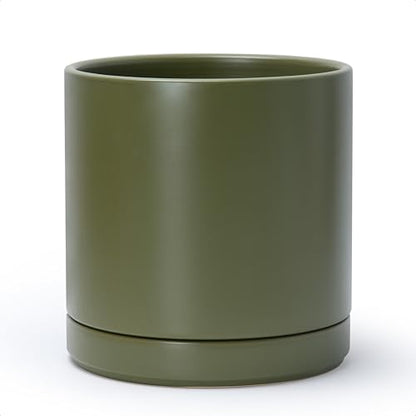 D'vine Dev 10 Inch Ceramic Planter Pot, Olive, 94-O-E-J - color: Olive, size: Large