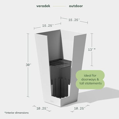 Veradek Pure Series Taper Planter - Tall Tapered Outdoor Planter with Shelf - color: White, size: 30 inch - 1 pack
