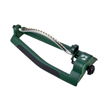 Oscillating Sprinkler 100006, Adjustable Pattern to Cover Up to 2,695 Square Feet, 17 Brass Nozzles on Metal Tube for Even Lawn Watering, by New England Garden Tools