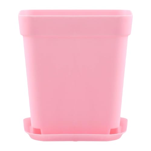 HOIGON 100 Pack 2.75 Inch Pink Square Nursery Pot, 7cm Thickened Plastic Nursery Pots with Drain Holes Trays, Small Square Planting Containers Bulk Set for Seedling Flower Tomatoes Basil - color: Pink