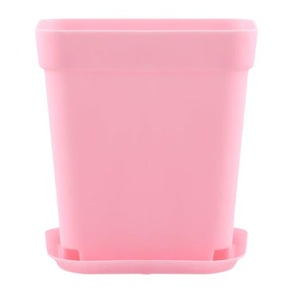 HOIGON 100 Pack 2.75 Inch Pink Square Nursery Pot, 7cm Thickened Plastic Nursery Pots with Drain Holes Trays, Small Square Planting Containers Bulk Set for Seedling Flower Tomatoes Basil - color: Pink