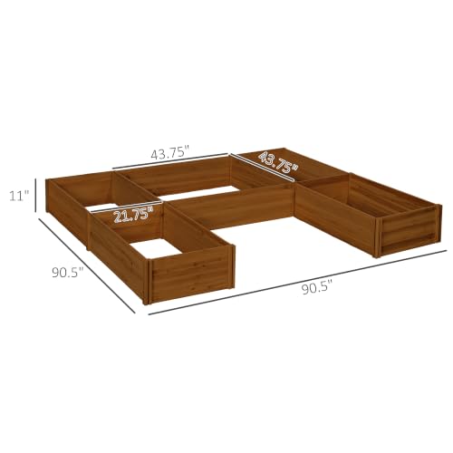 Outsunny 7.5 x 7.5ft DIY Raised Garden Bed, Large Wooden Planter Box, Brown - color: Brown, size: 7.5' x 7.5'