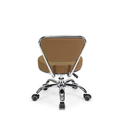 MAYAKOBA Dayton Rolling Bathroom Seat (Cappuccino) Pneumatic, Short Stool with Adjustable Height 13"-15", Perfect for Bathroom Tub Height, Paded Shower Bench with Back-Support - color: Cappuccino