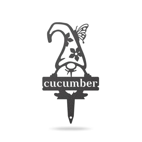 RealSteel Gnome Plant Markers Metal Garden Stakes | Outdoor Garden Labels & Plant Tags for Vegetables & Herbs | Decorative Yard & Raised Bed Garden Signs | Gardening Gift | Made in USA - Cucumber - style: CUCUMBER