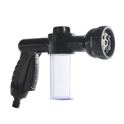 High Pressure Spray Nozzle with Soap Dispenser for Car Washing, Pet Bathing, or Lawn Treatment, 8 Spray Patterns