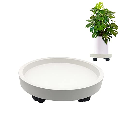 Outdoor Roll Around Plant Caddy with Wheeled Planter Pallet, Heavy Duty Plant Tray Round Planter Trolly for Moving Large Potted Trees,Ceramic Heavy Plants (Small) - color: Small