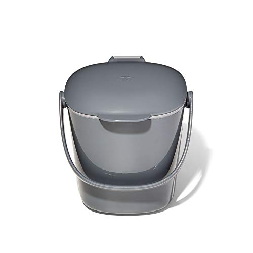 OXO Good Grips Easy-Clean Compost Bin, 0.75 Gal, Charcoal - color: Charcoal, size: 0.75 Gallon