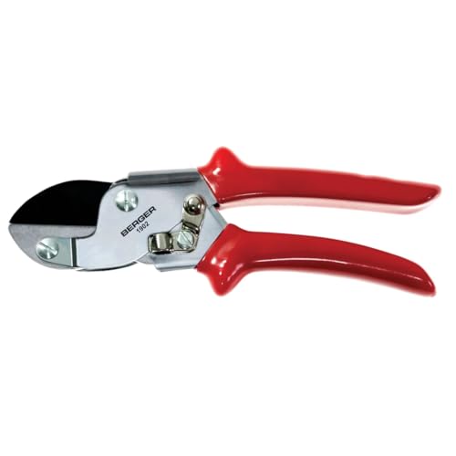 BERGER Anvil Hand Shears – Professional Garden Pruners with Anti-Stick Replaceable Blade, Non-Slip Handles, For Cutting Hard & Resinous Wood, Trimming – 1902