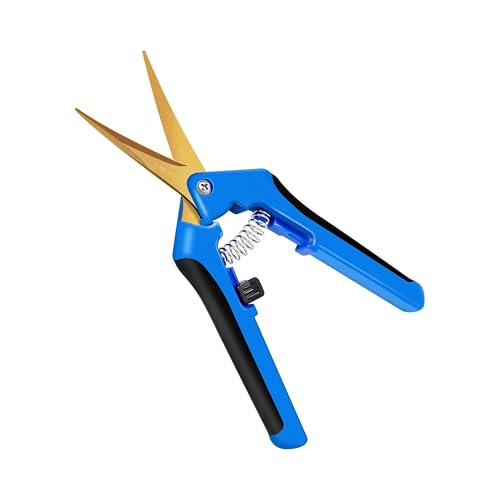 iPower 6.5 Inch Garden Hand Pruner Shears with Straight Stainless Steel Scissors, for Hydroponic Trimming Herb/Flowers/Vegetables/Plants, Blue, 1-Pack - size: 1-pack, style: Blue