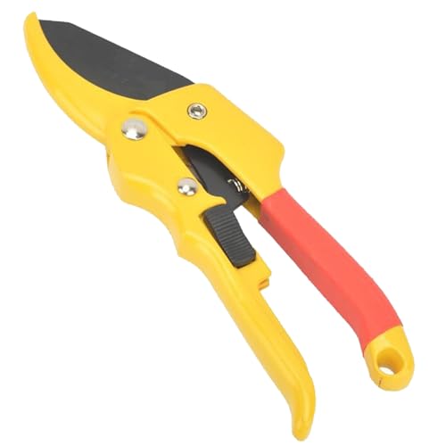 Premium 8 inch garden clippers, 3 Times Easy to Work, Arthritis Weak Hand Snips (Pulley lever -pruners- Yellow) - color: Red/Yellow