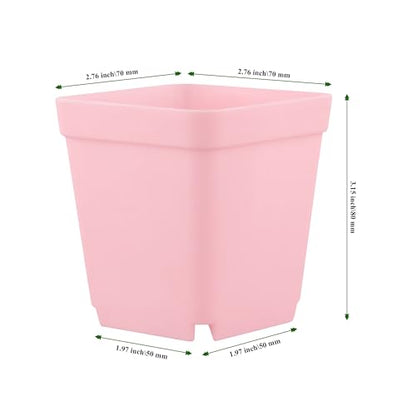 150 PCS 2.8 Inch Square Nursery Plant Pots, Plastic Plant Seedling Pots with Drainage Holes, Pink Plant Seedling Pots for Starting Seedlings or Garden Plant