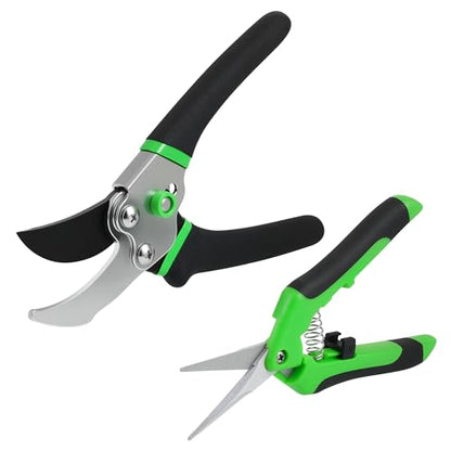 2-Pack Pruning Shears, 8.43" Bypass and 6.57" Straight