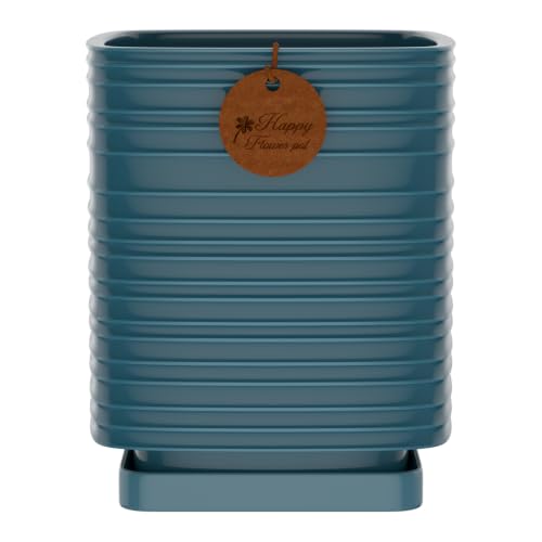 5.1 Inch Green Ceramic Planter with Drainage and Saucer - color: Peacock Green, size: Small